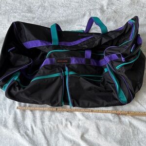Pierre Cardin Black and Purple Duffel Bag Vintage 90s.